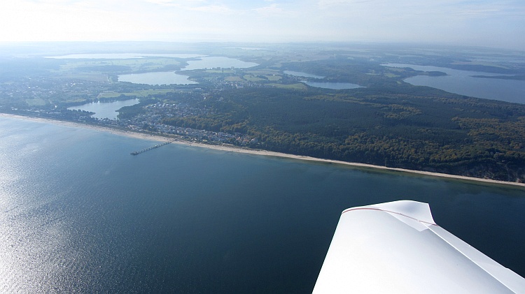 Wir sind über Bansin und fliegen in Richtung Osten Bansin